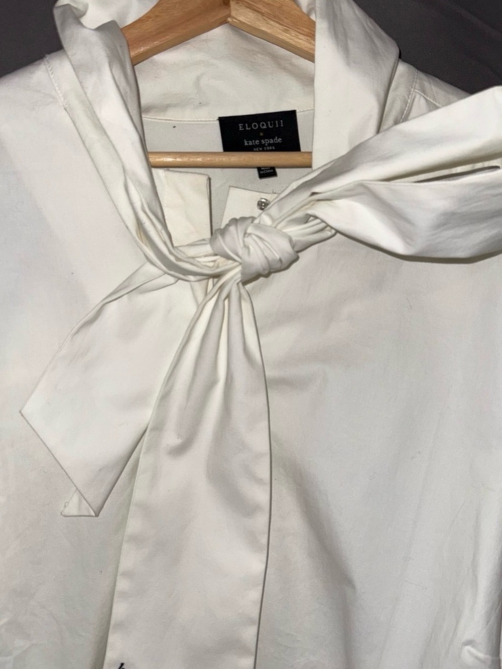 kate spade x eloquii limited edition White Tie-Neck Blouse